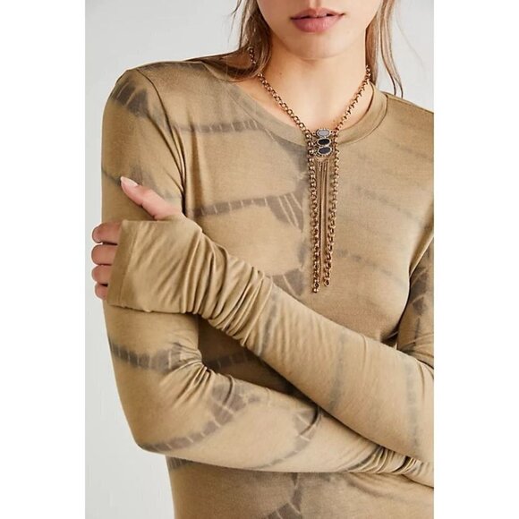 Nicholas K X Free People Tie Dye Carlo Tee T-Shirt Dress Dessert Pebble Size XL - Picture 3 of 7